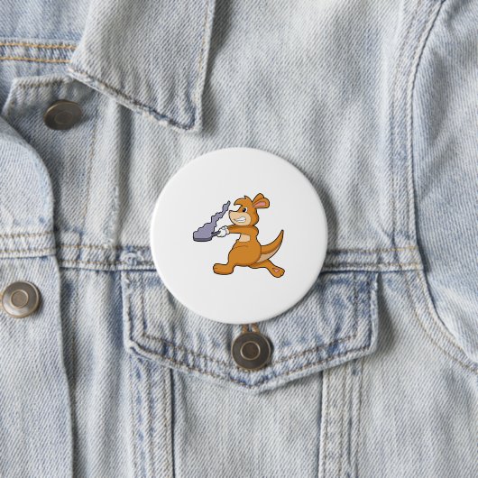 Kangaroo as Cook with Pan Ronde Button 7,6 Cm (In situ)