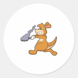 Kangaroo as Cook with Pan Ronde Sticker