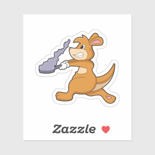 Kangaroo as Cook with Pan Sticker (Vel)