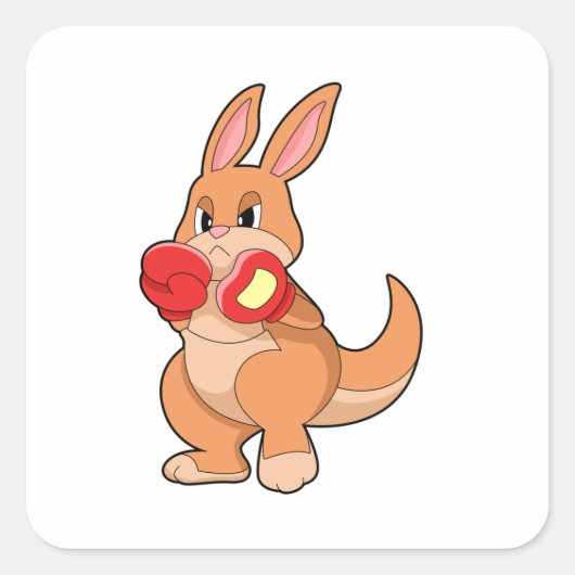 Kangaroo at Boxing with Boxing gloves Vierkante Sticker (Voorkant)