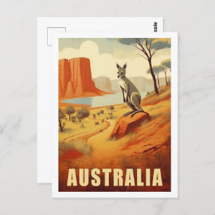 Kangaroo Australia Beroemde Vintage Reisplaats Briefkaart