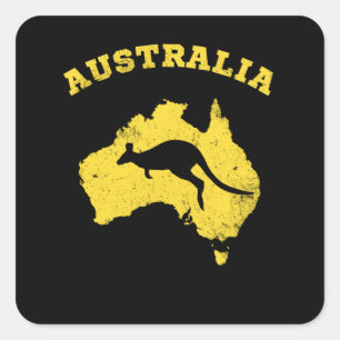 Kangaroo Australia Patriotic Map Vierkante Sticker