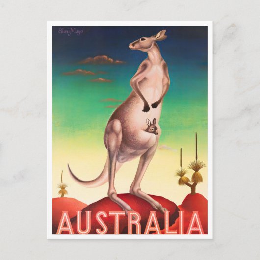 Kangaroo Australia vintage Briefkaart (Voorkant)