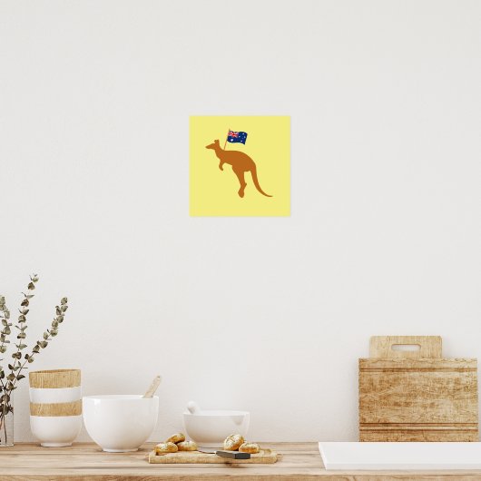 kangaroo australia vlag geel vierkant poster (Keuken)
