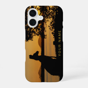 Kangaroo Australië Zwarte & Gouden Zonsondergang S iPhone 16 Hoesje