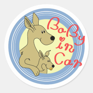 kangaroo-Baby in Car Ronde Sticker