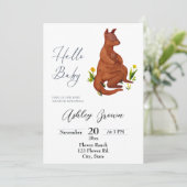 Kangaroo Baby shower Uitnodiging (Staand voorkant)