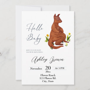 Kangaroo Baby shower Uitnodiging