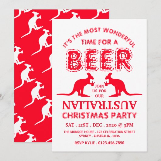 Kangaroo Beer, Australische kerstpartij Kaart (Voorkant / Achterkant)