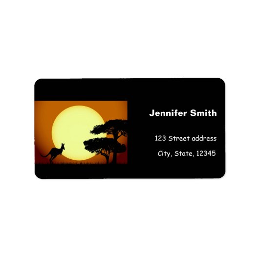 Kangaroo bij zonsondergang etiket (Voorkant)