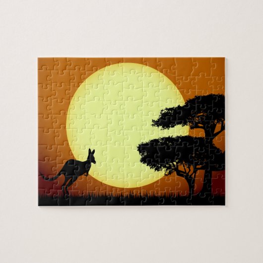 Kangaroo bij zonsondergang legpuzzel (Horizontaal)