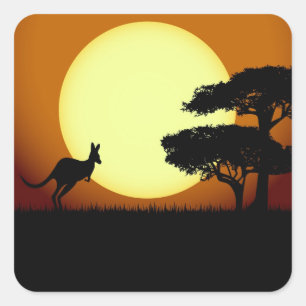 Kangaroo bij zonsondergang vierkante sticker