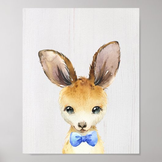 Kangaroo Bowtie Nursery Art Print (Voorkant)
