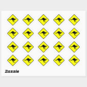 Kangaroo Crossing Road Sign Ronde Sticker (Vel)