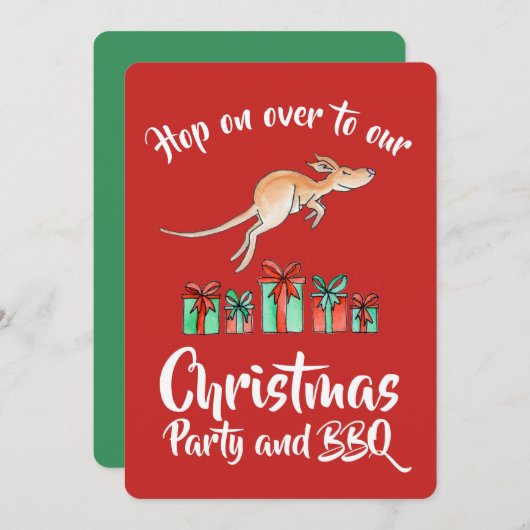 Kangaroo de fête de Noël sur les invitations (Devant / Derrière)