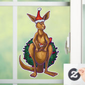 Kangaroo en Baby Roo-kerstvensterkoeling Raamsticker (Huis)