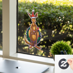 Kangaroo en Baby Roo-kerstvensterkoeling Raamsticker