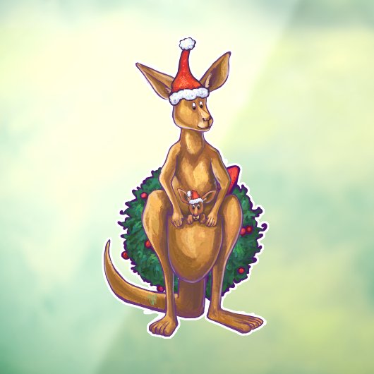 Kangaroo en Baby Roo-kerstvensterkoeling Raamsticker (Vel 3)