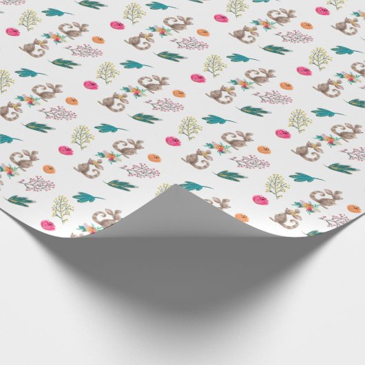 Kangaroo- en Floral Pattern-pakpapier Cadeaupapier (Hoek)