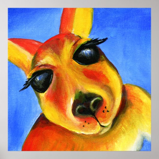 Kangaroo face whimsical poster (Voorkant)