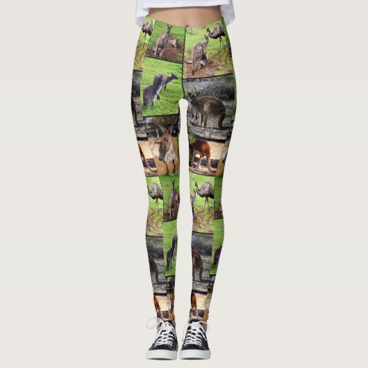 Kangaroo Foto Collage, Dames Leggings (Voorkant)