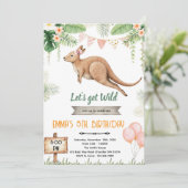 Kangaroo girl birthday invitation (Debout devant)