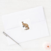 Kangaroo in de sport vierkante sticker (Envelop)