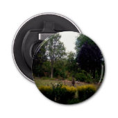 Kangaroo in mijn tuin, Magnetic Bottle Opener. Button Flesopener (Voorkant)