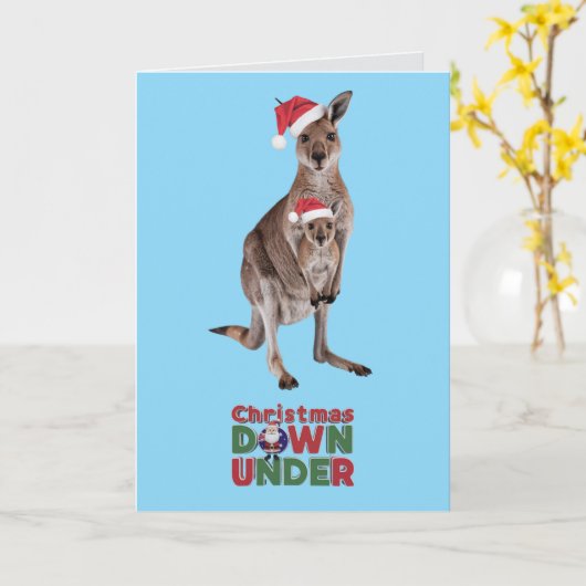 Kangaroo Kerstmis Kaart (Gele Bloem)