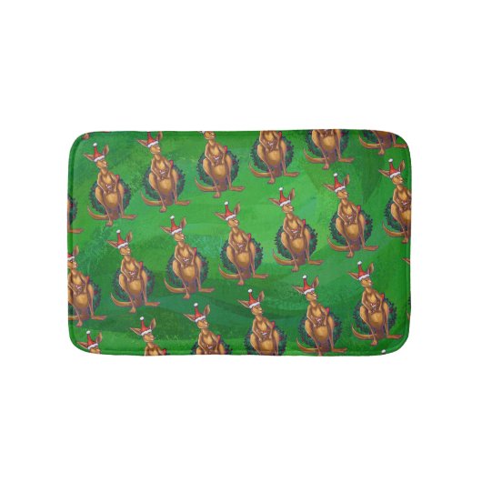 Kangaroo Kerstmis op gekleurd groen terug Badmat (Voorkant)