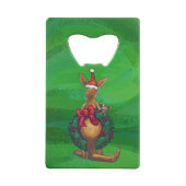 Kangaroo Kerstmis op gekleurd groen terug Kredietkaart Flessenopener (Achterkant)