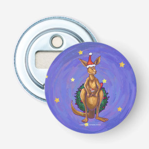 Kangaroo kerstSterrennacht Button Flesopener