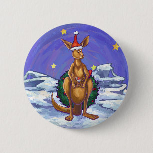Kangaroo kerstSterrennacht Ronde Button 5,7 Cm