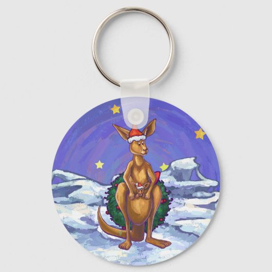 Kangaroo kerstSterrennacht Sleutelhanger (Voorkant)