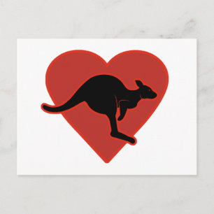 Kangaroo Love Red Heart Briefkaart