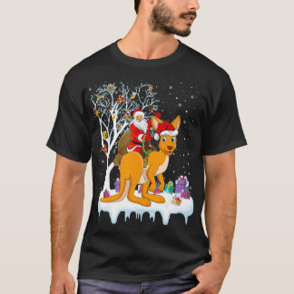 Kangaroo Lover Xmas Gift Santa Riding Kangaroo Chr T-shirt