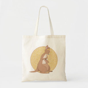 Kangaroo mama en Baby op Geel Patroon Tote Bag