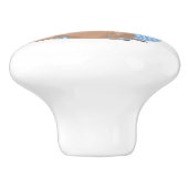 Kangaroo mammie en Baby Joey over Blauw Patroon Keramische Knop (Zijkant)