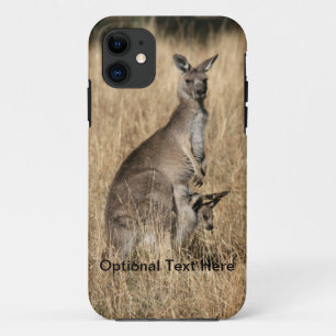Kangaroo met Baby Joey in Pouch iPhone 11 Hoesje