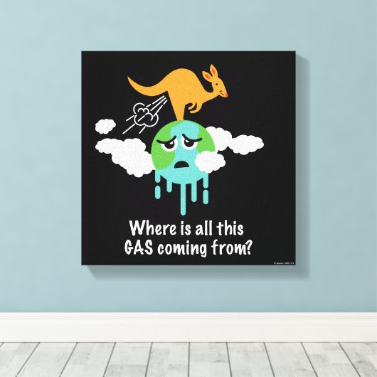Kangaroo Methane Fart Canvas Afdruk (Insitu (Houten vloer))