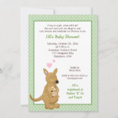 Kangaroo Neutre Baby shower Invitation Vert (Devant)