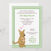 Kangaroo Neutre Baby shower Invitation Vert (Devant / Derrière)