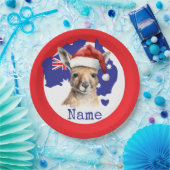 Kangaroo on Australia Flag Papieren Bordje (Feest)