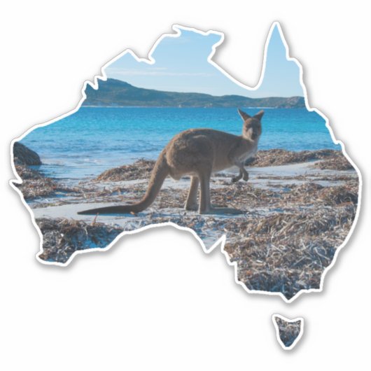 Kangaroo op de Beach Lucky Bay Australië Sticker (Voorkant)