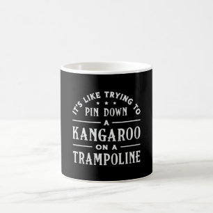 Kangaroo op een trampoline-turnast koffiemok