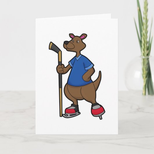 Kangaroo op Ice hockey met Ice hockey stick Kaart (Voorkant)