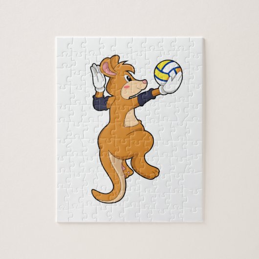Kangaroo op volleybalsport legpuzzel (Verticaal)