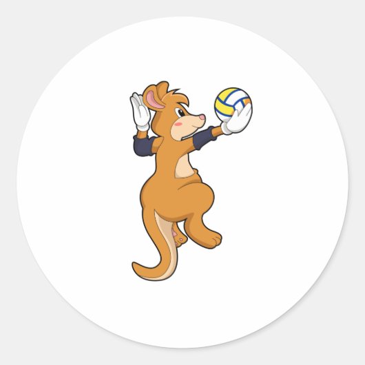 Kangaroo op volleybalsport ronde sticker (Voorkant)
