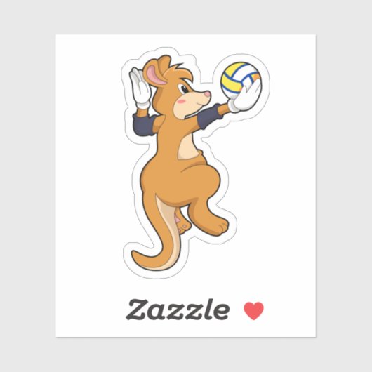 Kangaroo op volleybalsport sticker (Vel)