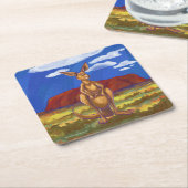 Kangaroo Party Center Vierkante Kartonnen Onderzetter (Schuin)